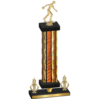 Premium Single Orange Glacier Victory Bowling Trophy