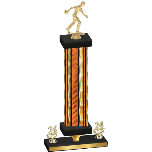 Premium Single Orange Glacier Year Bowling Trophy