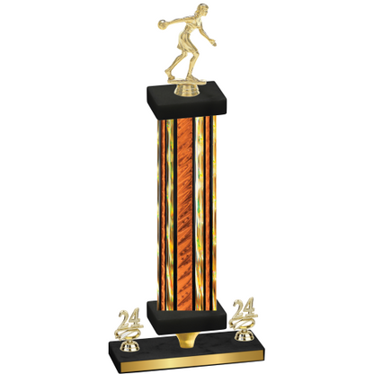 Premium Single Orange Glacier Year Bowling Trophy