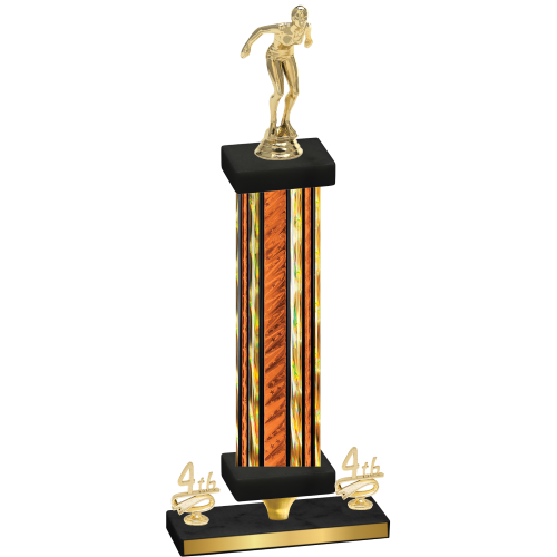 Premium Single Orange Glacier Fourth Place Tennis Trophy