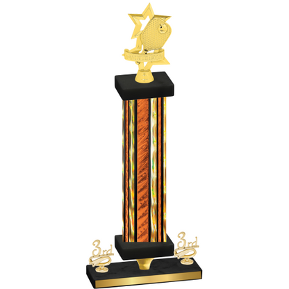 Premium Single Orange Glacier Third Place Pickleball Trophy