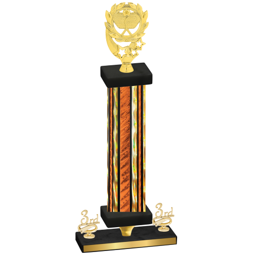 Premium Single Orange Glacier Third Place Pickleball Trophy