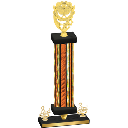 Premium Single Orange Glacier Third Place Pickleball Trophy