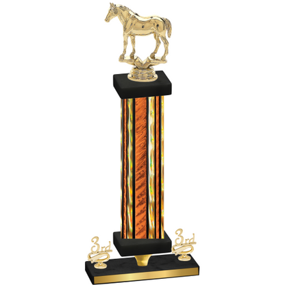 Premium Single Orange Glacier Third Place Horses Trophy