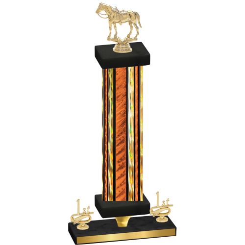 Premium Single Orange Glacier First Place Horses Trophy
