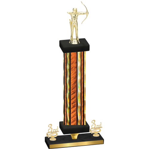 Premium Single Orange Glacier Third Place Archery Trophy