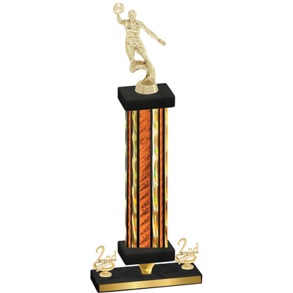 Premium Single Orange Glacier Second Place Basketball Trophy