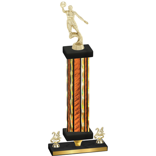 Premium Single Orange Glacier Year Basketball Trophy