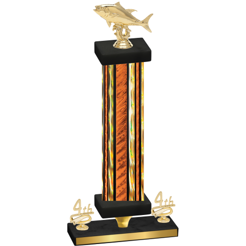Premium Single Orange Glacier Fourth Place Fishing Trophy