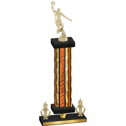 Premium Single Orange Glacier Victory Basketball Trophy