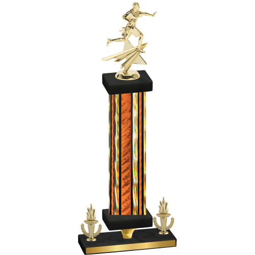 Premium Single Orange Glacier Victory Flag Football Trophy