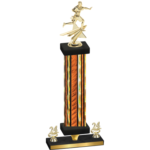 Premium Single Orange Glacier Year Flag Football Trophy