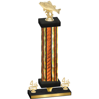 Premium Single Orange Glacier Fourth Place Fishing Trophy