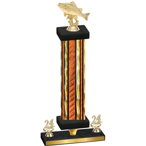 Premium Single Orange Glacier Year Fishing Trophy