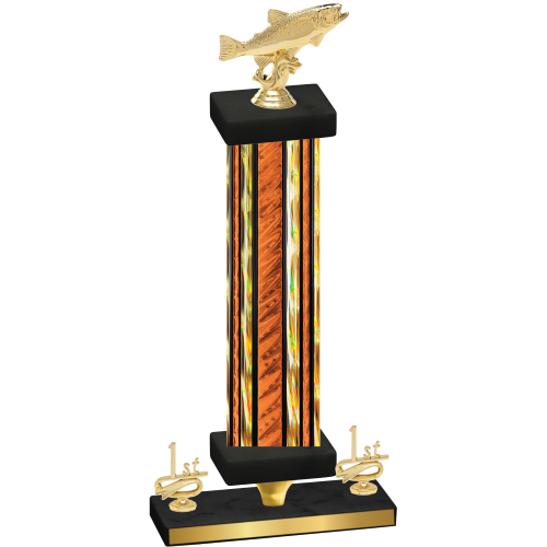 Premium Single Orange Glacier First Place Fishing Trophy