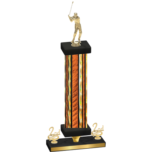 Premium Single Orange Glacier Second Place Golf Trophy