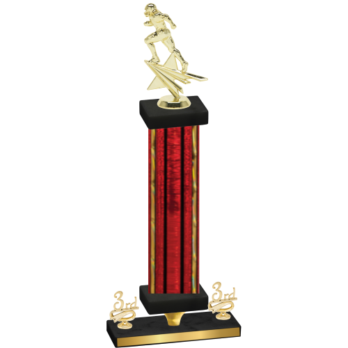 Premium Single Red Glacier Third Place Football Trophy