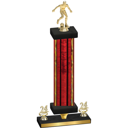 Premium Single Red Glacier Year Soccer Trophy