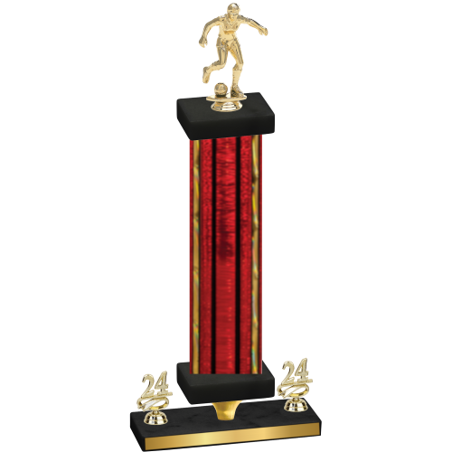 Premium Single Red Glacier Year Soccer Trophy