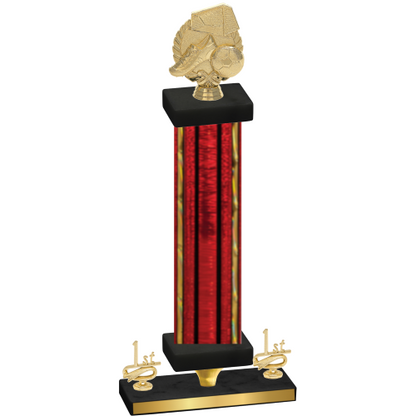 Premium Single Red Glacier First Place Soccer Trophy