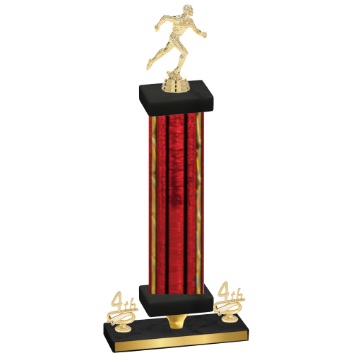 Premium Single Red Glacier Fourth Place Running Trophy