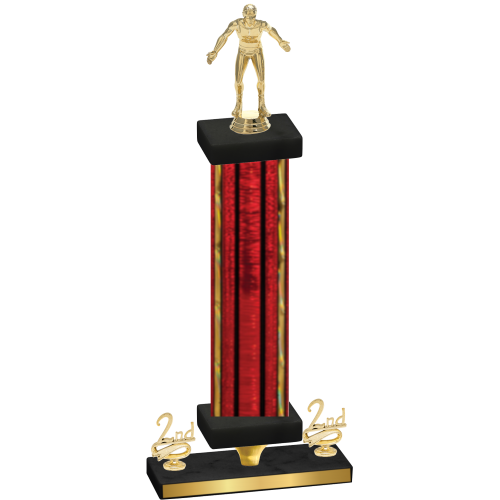 Premium Single Red Glacier Second Place Wrestling Trophy