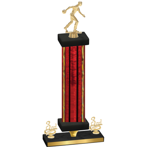 Premium Single Red Glacier Third Place Bowling Trophy