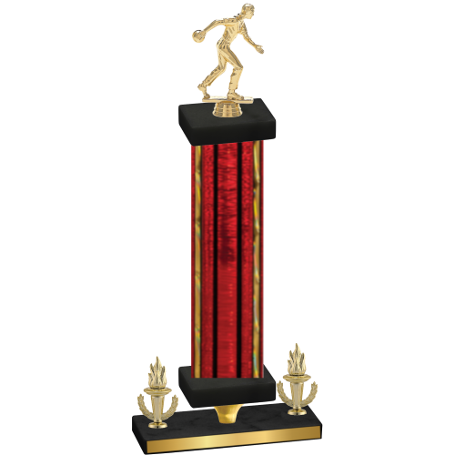 Premium Single Red Glacier Victory Bowling Trophy