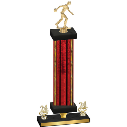 Premium Single Red Glacier Year Bowling Trophy