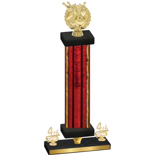 Premium Single Red Glacier Fourth Place Bowling Trophy