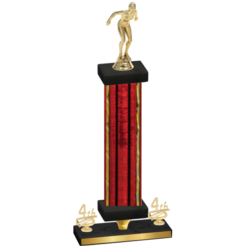 Premium Single Red Glacier Fourth Place Tennis Trophy