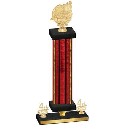 Premium Single Red Glacier Fourth Place Swimming Trophy