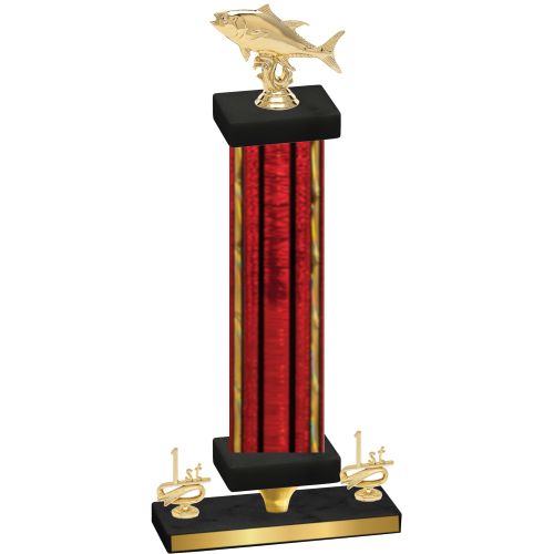 Premium Single Red Glacier First Place Fishing Trophy