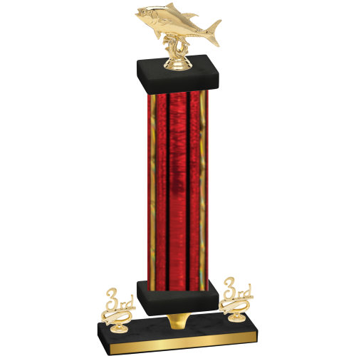 Premium Single Red Glacier Third Place Fishing Trophy