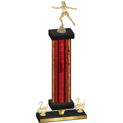 Premium Single Red Glacier Second Place Skater Trophy