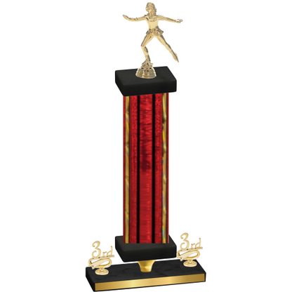 Premium Single Red Glacier Third Place Skater Trophy