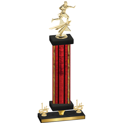 Premium Single Red Glacier First Place Flag Football Trophy