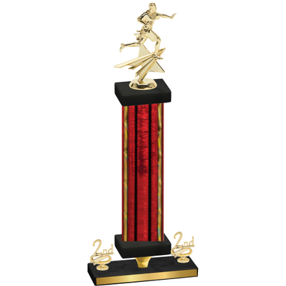 Premium Single Red Glacier Second Place Flag Football Trophy