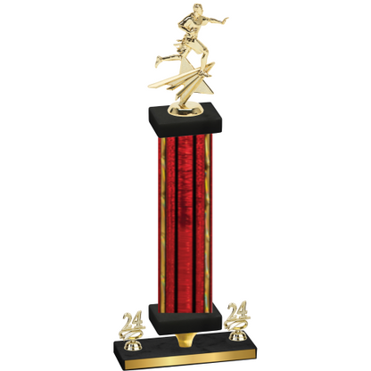 Premium Single Red Glacier Year Flag Football Trophy