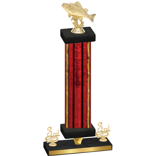 Premium Single Red Glacier Third Place Fishing Trophy