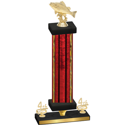 Premium Single Red Glacier Fourth Place Fishing Trophy