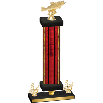 Premium Single Red Glacier Third Place Fishing Trophy