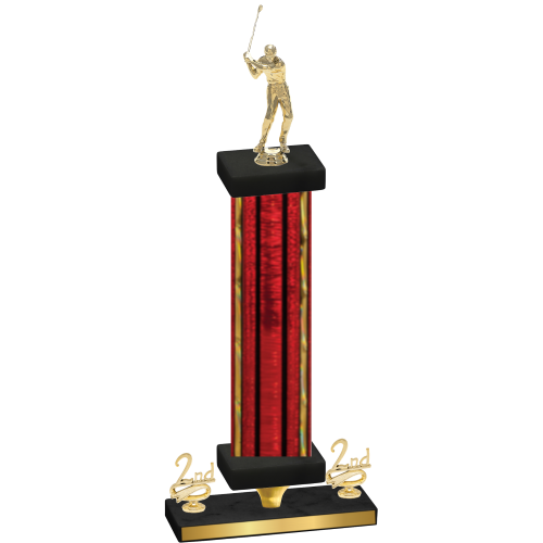 Premium Single Red Glacier Second Place Golf Trophy