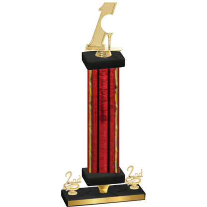 Premium Single Red Glacier Second Place Golf Trophy