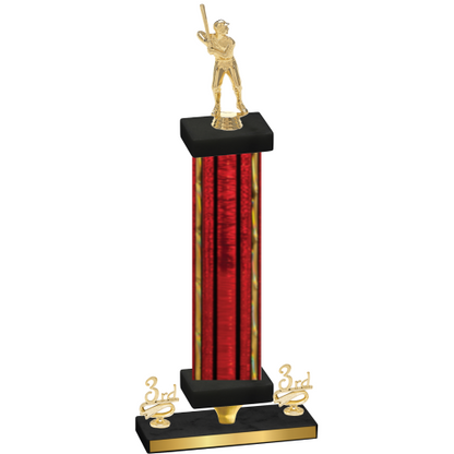 Premium Single Red Glacier Third Place Baseball Trophy