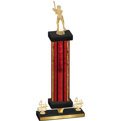 Premium Single Red Glacier Fourth Place Baseball Trophy