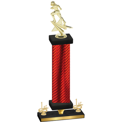 Premium Single Red Carbon Fiber First Place Football Trophy