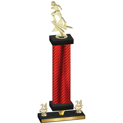 Premium Single Red Carbon Fiber Year Football Trophy