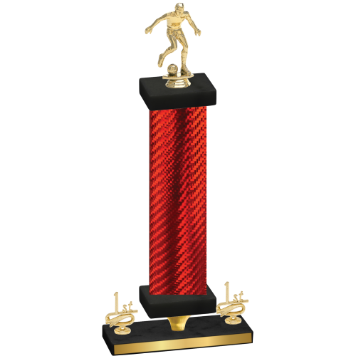 Premium Single Red Carbon Fiber First Place Soccer Trophy