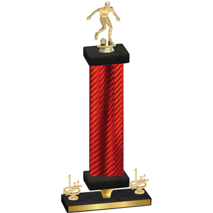 Premium Single Red Carbon Fiber First Place Soccer Trophy